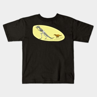 T Rex Dinosaur Skeleton And Dog Kids T-Shirt